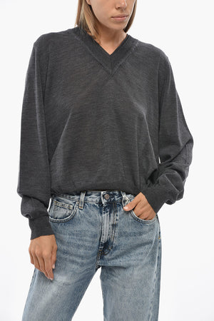 Maglia Scollo a V In Lana Vergine