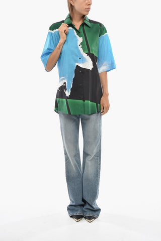 Lightweight Cotton Blouse with Acid Wash Effect
