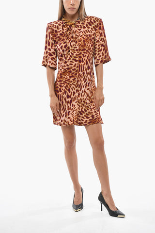 A-Line Dress FALABELLA With Animalier Print And Necklace Detail