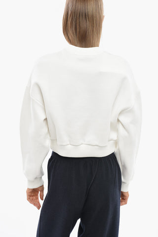 Cropped-Fit Crewneck Sweatshirt with Embroidered Logo
