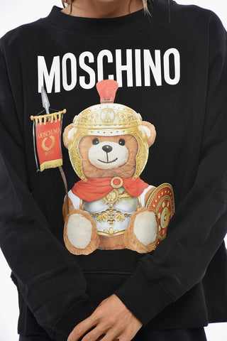 COUTURE! Brushed Cotton Crewneck Sweatshirt With Teddy Gladiator Print