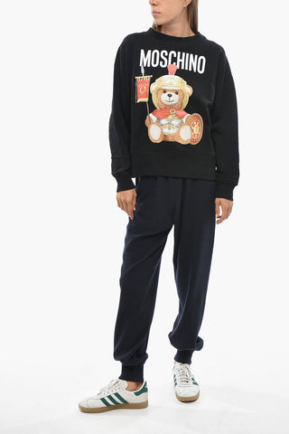 COUTURE! Brushed Cotton Crewneck Sweatshirt With Teddy Gladiator Print