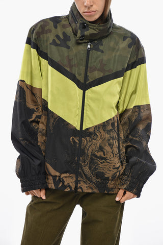 Multi-Pattern Windbreaker with Detachable Hood