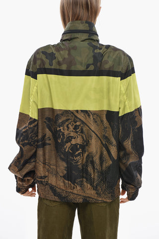 Multi-Pattern Windbreaker with Detachable Hood