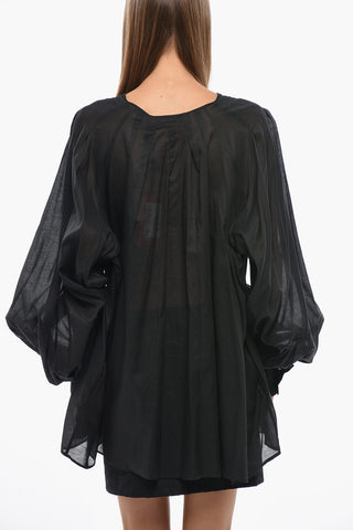Transparent Cotton Blouse BIRO With Balloon Sleeves