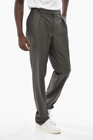 Virgin-Wool Trousers LEADER with Belt Loops