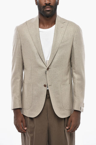 Silk and Virgin Wool Unlined Two-Button Jacket with Peak Lapel
