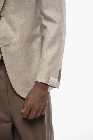 Silk and Virgin Wool Unlined Two-Button Jacket with Peak Lapel