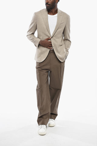 Silk and Virgin Wool Unlined Two-Button Jacket with Peak Lapel