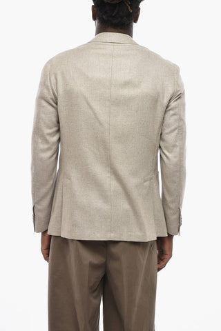Silk and Virgin Wool Unlined Two-Button Jacket with Peak Lapel