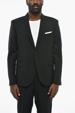 3-Pocket Wool-Blend Blazer With Classic Lapel