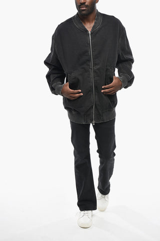 Denim Bomber Jacket D-VINZ with Front Zip