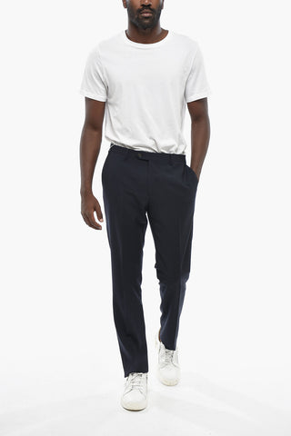 Pantaloni in Lana Vergine Stretch con Passanti
