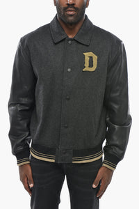 Jacke SUPERLARKES-XX aus Wolle mit Monogramm-Stickerei und Lederärmeln