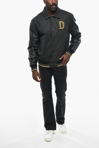 Wool Jacket SUPERLARKES-XX with Monogram Embroidery and Leather Sleeves