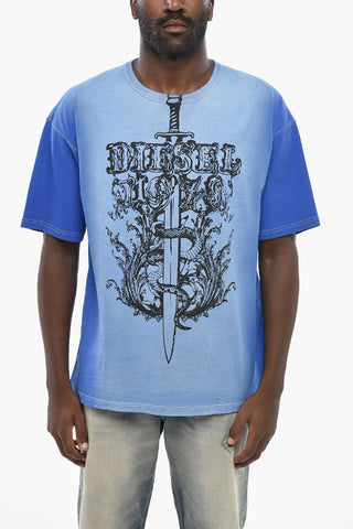 T-shirt Girocollo T-BOXT-Q1 in Cotone con Stampe a Contrasto