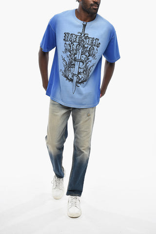 T-shirt Girocollo T-BOXT-Q1 in Cotone con Stampe a Contrasto