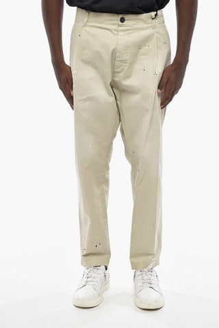 Single-Pleat Painting-Effect Trousers