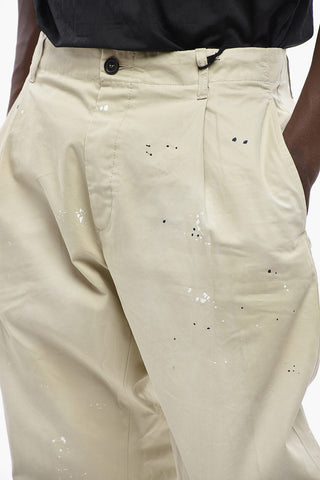 Single-Pleat Painting-Effect Trousers
