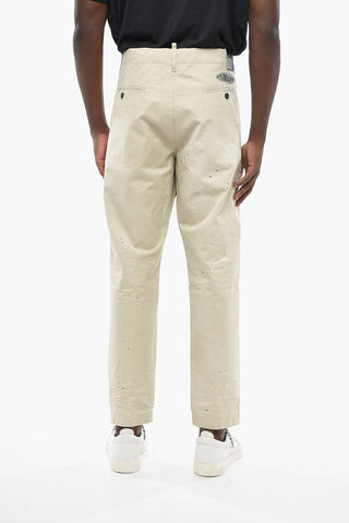 Single-Pleat Painting-Effect Trousers