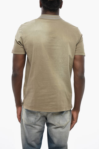 Two-Button Cotton Polo T-SMID with Velour Embroidery