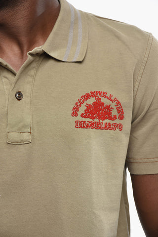 Two-Button Cotton Polo T-SMID with Velour Embroidery