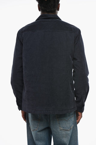 Ribbed Velour Overshirt S-HIRT-OUT-F with Double Pocket