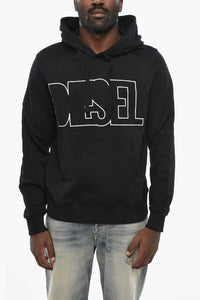 Felpa Hoodie S-GINN in Cotone con Logo a Contrasto
