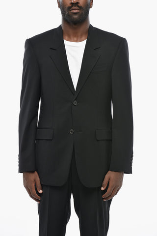 Single-Breasted Wool Jacket with 2 Buttons, Classic Lapel and Center Vent