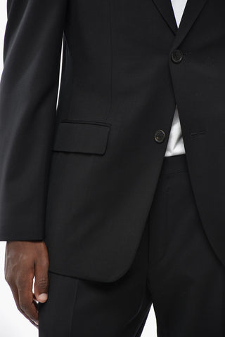 Single-Breasted Wool Jacket with 2 Buttons, Classic Lapel and Center Vent