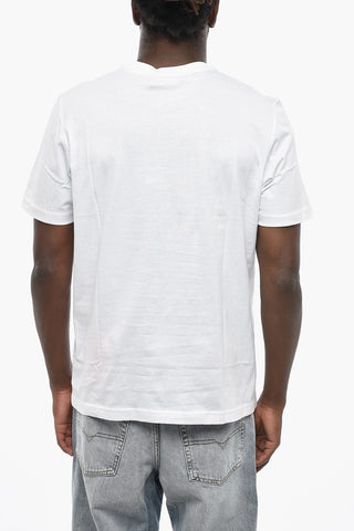 T-Shirt Girocollo T-JUST 260119 OFF in Tinta Unita con Stampa a Contrasto
