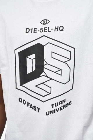 T-Shirt Girocollo T-JUST 260119 OFF in Tinta Unita con Stampa a Contrasto