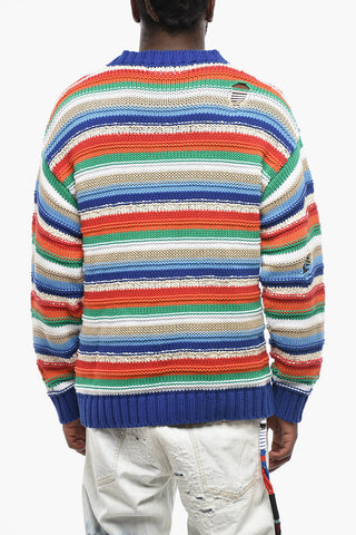 Distressed Crochet Crewneck Sweater