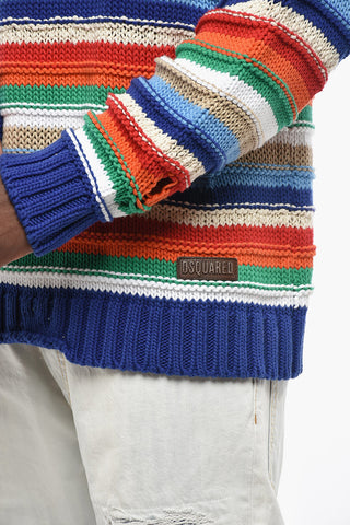 Distressed Crochet Crewneck Sweater