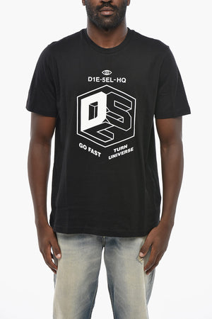 T-Shirt Mit Rundhalsausschnitt T-JUST-RIB Aus Baumwolle Mit Kontrastlogo