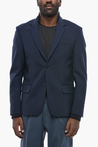 Virgin Wool-Blend Two-Button Blazer with Classic Lapel
