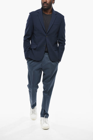 Virgin Wool-Blend Two-Button Blazer with Classic Lapel