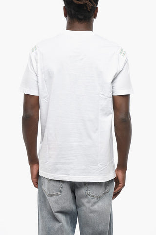 Solid-Color Crewneck T-shirt T-JUST-RIB with Flocked Logo