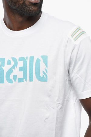 Einfarbiges Rundhals-T-Shirt T-JUST-RIB mit geflocktem Logo