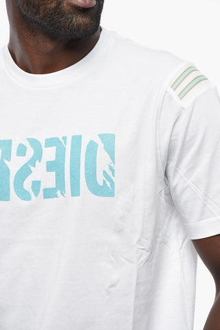 Solid-Color Crewneck T-shirt T-JUST-RIB with Flocked Logo