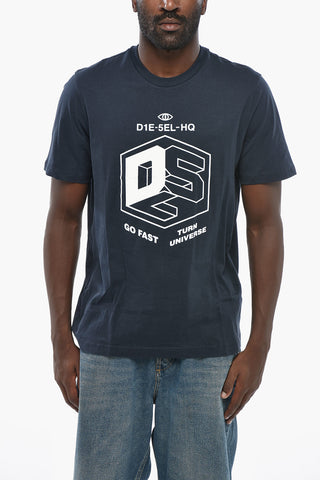 Cotton Crewneck T-Shirt T-JUST with Contrast Logo