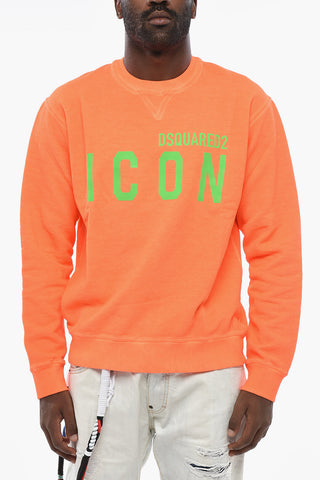 ICON Cotton Crewneck Sweatshirt with Embossed Detail