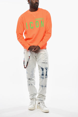 ICON Cotton Crewneck Sweatshirt with Embossed Detail