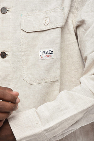 Camicia S-HIRT-OUT-NEW in Cotone e Lino con Doppio Taschino
