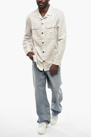 Camicia S-HIRT-OUT-NEW in Cotone e Lino con Doppio Taschino
