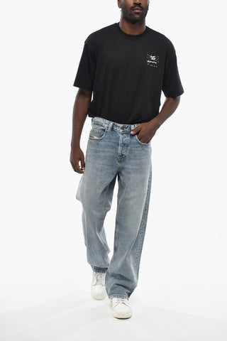 Solid-Color Crewneck T-Shirt T-WASH-XX With Printed Logo