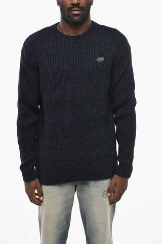 Wool-Blend Crewneck Sweater K-SAN-LIN with Logo Embroidery