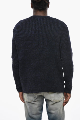 Wool-Blend Crewneck Sweater K-SAN-LIN with Logo Embroidery