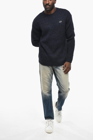 Wool-Blend Crewneck Sweater K-SAN-LIN with Logo Embroidery