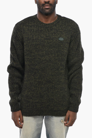 Wool-Blend Crewneck Sweater K-SAN-LIN with Logo Embroidery